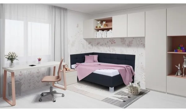 Čalúnená posteľ s úložným priestorom bez matraca MARIA PETITE 120x200 cm antracit