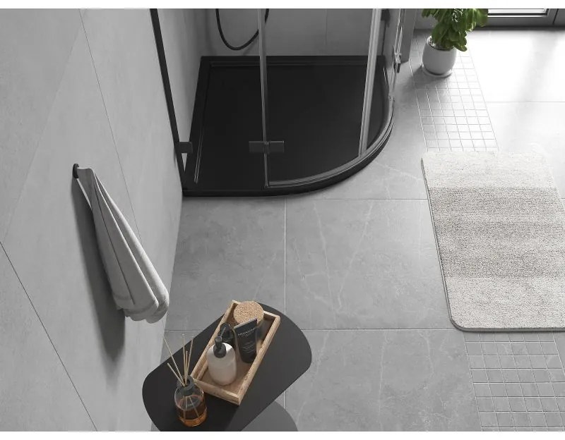 Mexen Flow, štvrťkruhová sprchová vanička slim 80 x 80 cm, čierna matná, 46Q708080