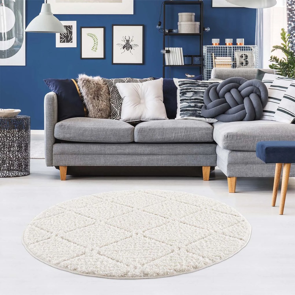 Dekorstudio Moderný okrúhly koberec FOCUS 2997 krémový Priemer koberca: 120cm
