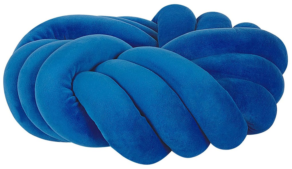 Zamatový uzlový vankúš 30 x 30 cm modrý AKOLA Beliani