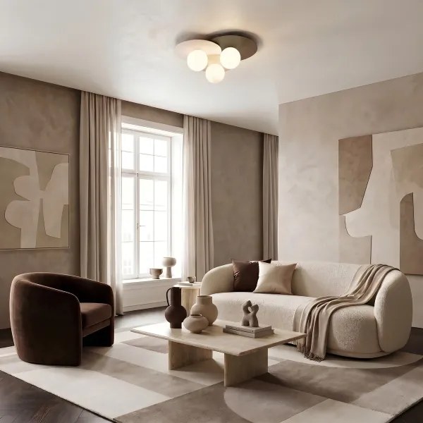 Stropné svietidlo FLAT 3xE27/15W/230V 55x60 cm béžová/krémová/hnedá
