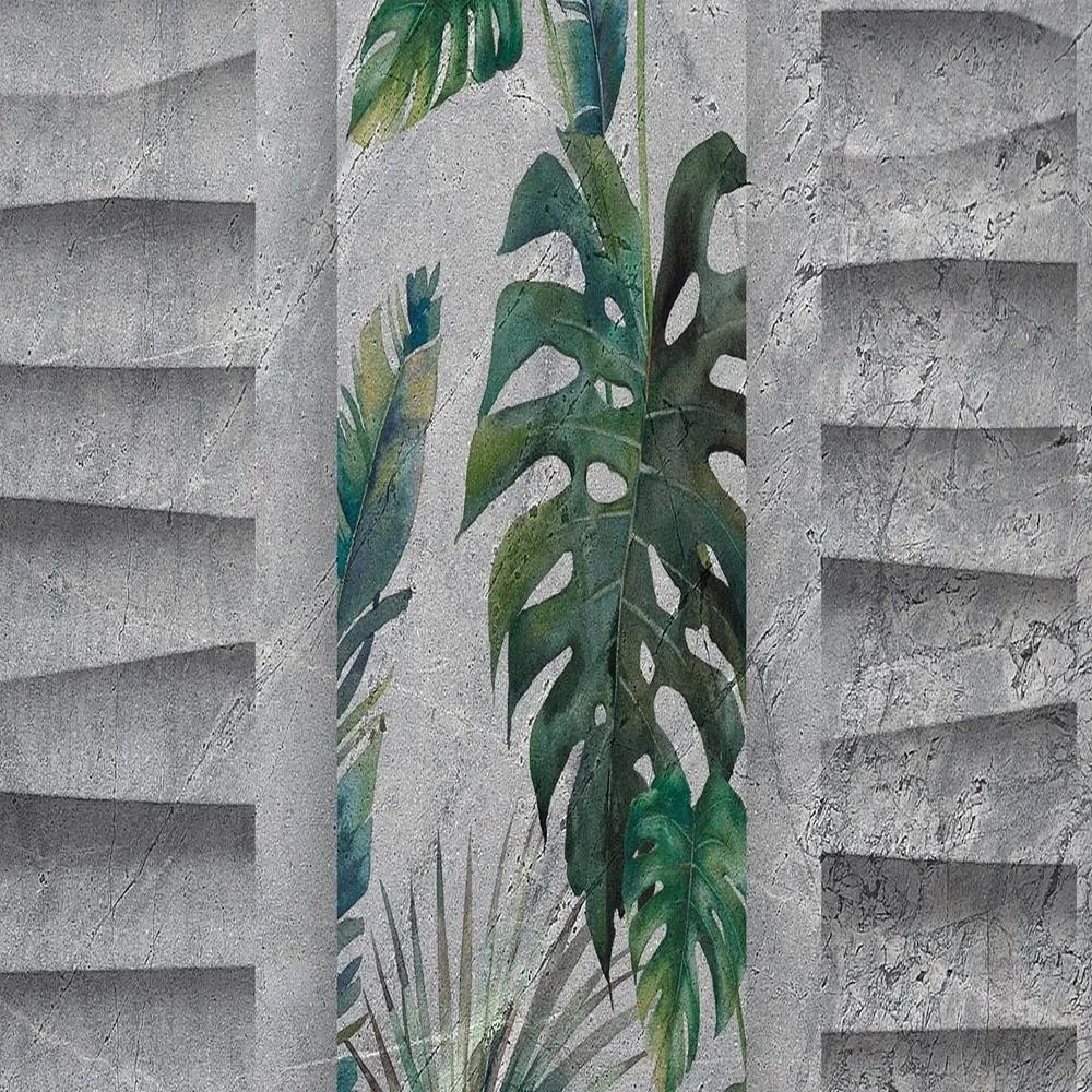 Ozdobný paraván Monstera Listy Příroda - 110x170 cm, trojdielny, klasický paraván