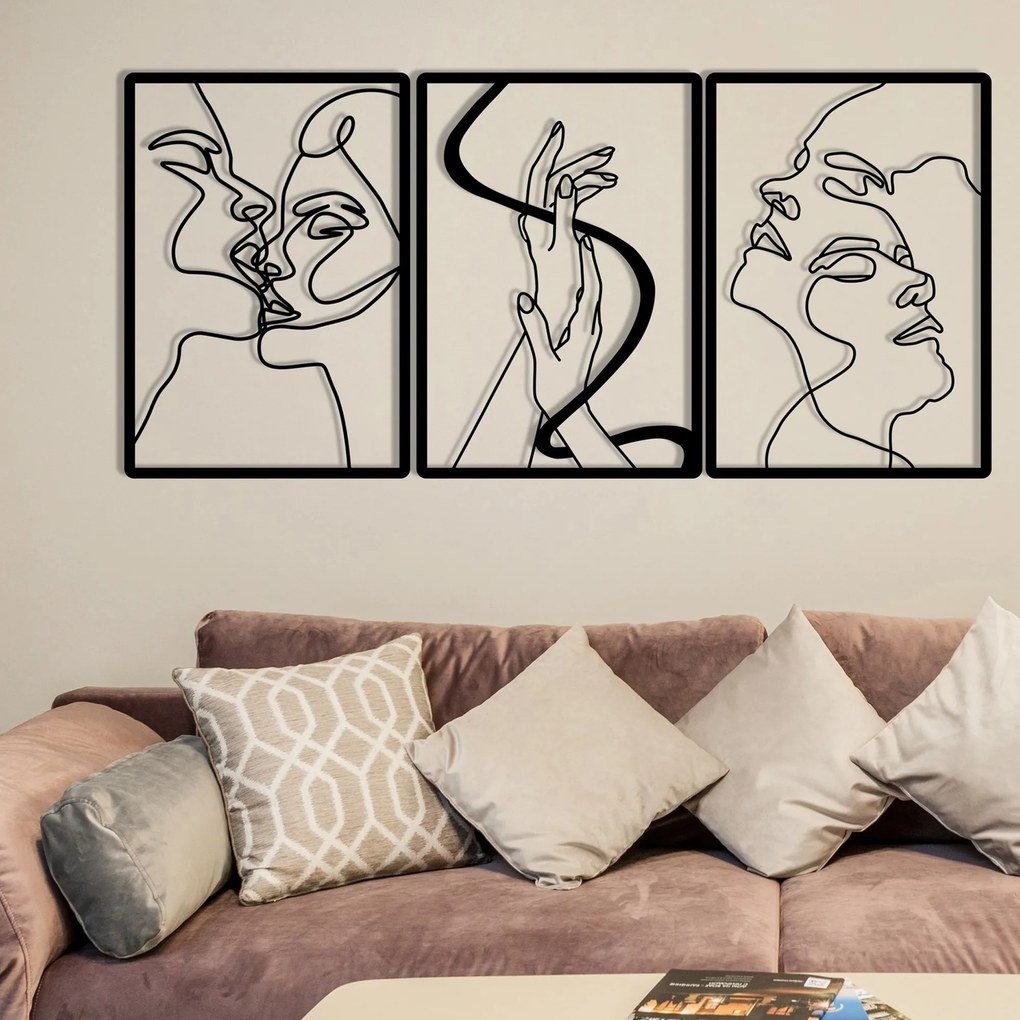 Nástenná kovová dekorácia Jednota lásky čierna