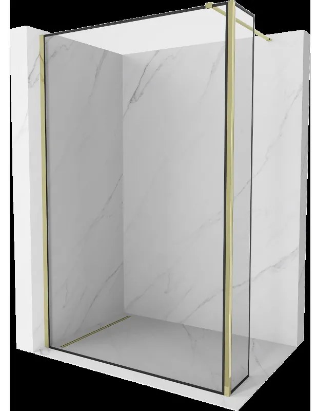 Mexen Kioto sprchový panel Walk-in 140 x 30 cm, čierny vzor, zlatý - 800-140-212-50-70-030