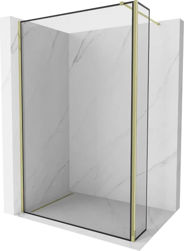 Mexen Kioto sprchový panel Walk-in 140 x 30 cm, čierny vzor, zlatý - 800-140-212-50-70-030