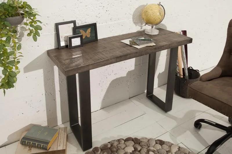 IIG -  Dizajnový konzolový stôl IRON CRAFT 115 cm mango, šedý
