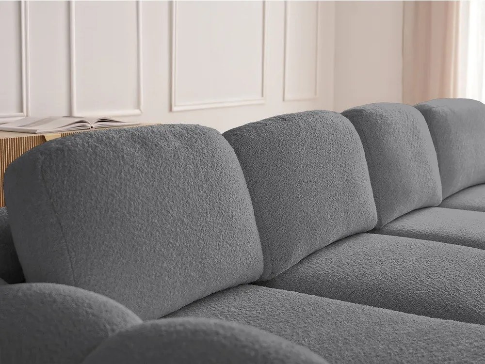 Sivá rozkladacia/s úložným priestorom rohová pohovka z textílie buklé (ľavý roh/s leňoškou) Montaigne – Bobochic Paris