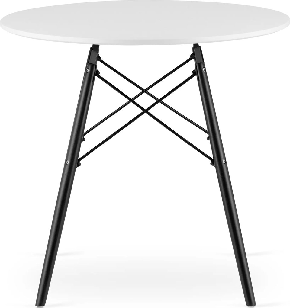 AKCIA Biely jedálenský stôl s čiernymi nohami OSLO 80x80 II. akosť