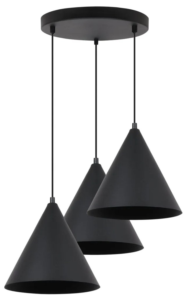 Závesné svietidlo Soho, 3x čierne kovové tienidlo, (fi 25cm), o