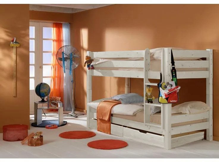 Detská poschodová posteľ Barca PLUS 200x90 cm so zásuvkami - biela