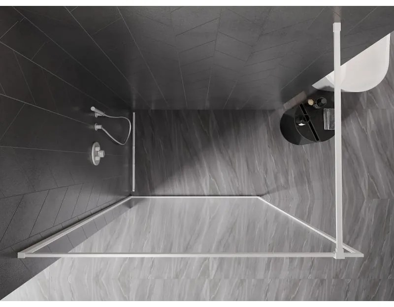 Mexen, Mexen Kioto-XF sprchová stena s rámom 130 x 202 cm, priehľadná 10 mm, biela - 800-130-104-20-00-X