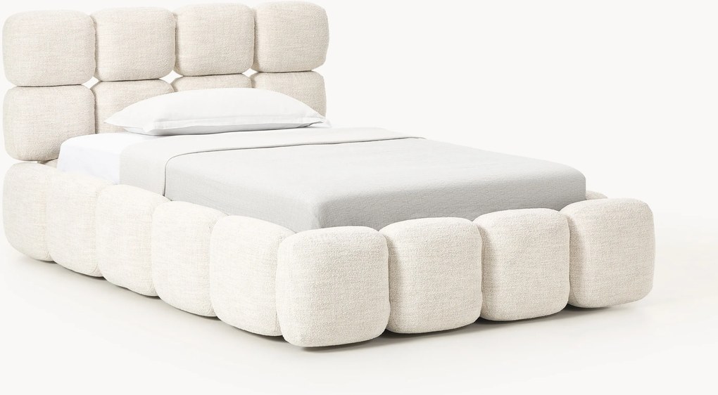 Jednolôžková posteľ s úložným priestorom z plyšového buklé Tayla