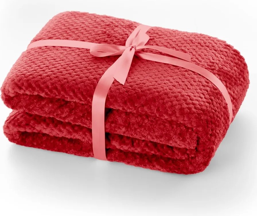 Červená deka z mikrovlákna DecoKing Henry, 220 × 240 cm