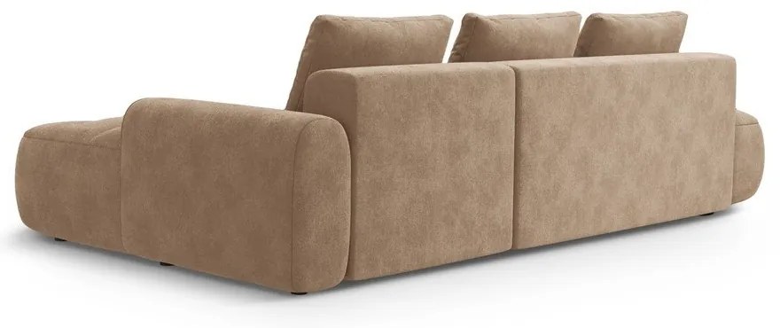 Svetlohnedá zamatová rozkladacia/s úložným priestorom rohová pohovka (pravý roh/s leňoškou) Linz – Cosmopolitan Design