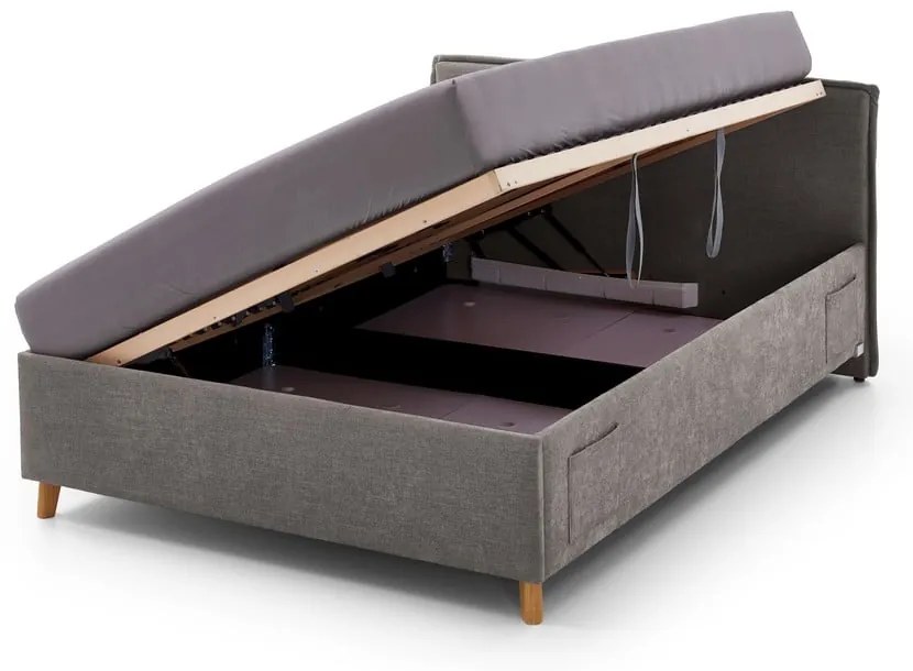 Sivá čalúnená detská posteľ s úložným priestorom s roštom 90x200 cm Fun – Meise Möbel