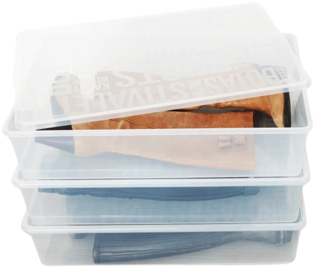 ADEO Súprava 3 ks úložných boxov na topánky s vekom, na čižmy BARBIE - 55 x 36 x 12 cm