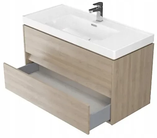 Cersanit Crea, závesná skrinka s umývadlom 100cm, set B117, dub, S801-290