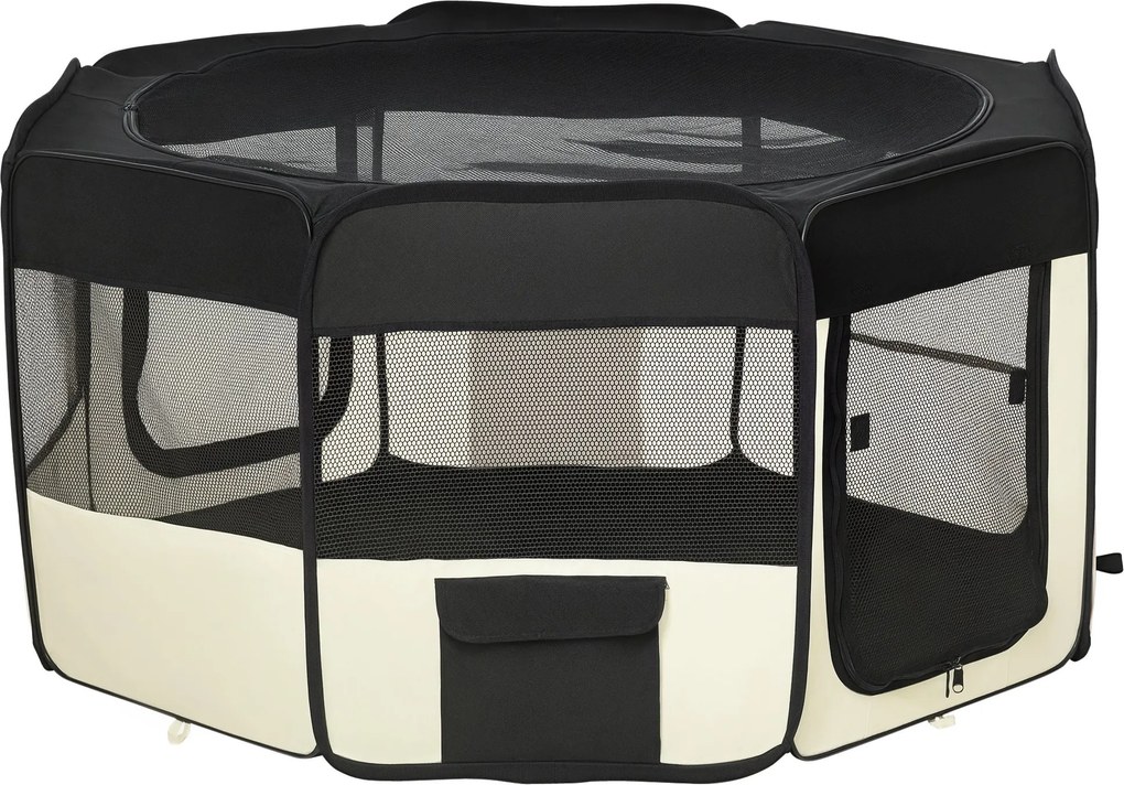 PawHut Ohradník pre šteňatá - Herná klietka pre domáce zvieratá, ohradník pre šteňatá, ohradník pre psov 600D Oxford Ø120 x H58 cm | Aosom