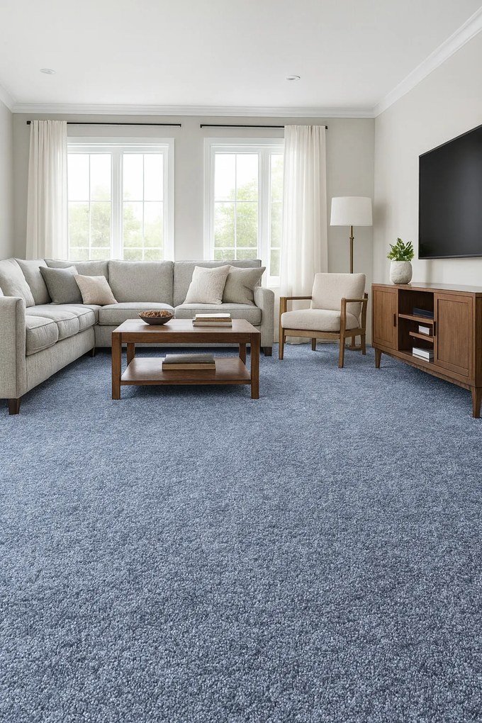 AKCIA: 170x120 cm Kusový koberec Velur Ultra tm. modrý - obšitý zo všetkých strán, šíře, modrá, filc, kancelária, AladinWorld Expres