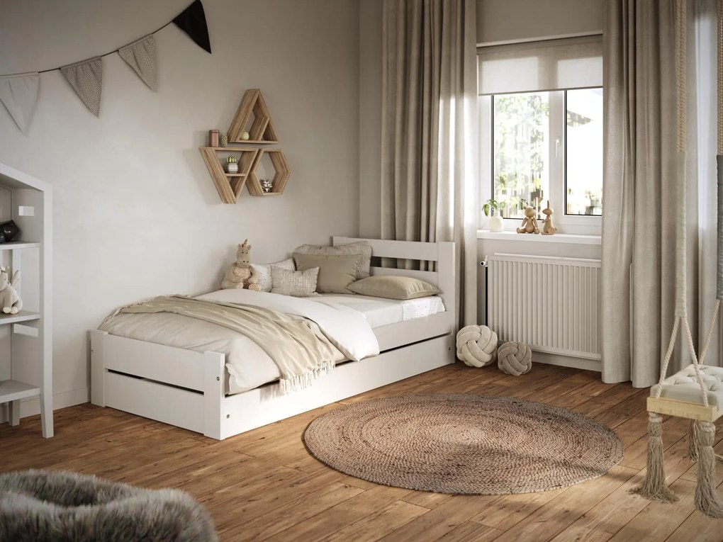 Detská posteľ EMILEK so šuplíkom - 180x90 cm - biela