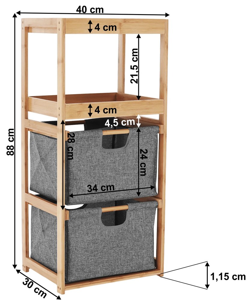 Regál Kendra (bambus + sivá). Vlastná spoľahlivá doprava až k Vám domov. 1065193