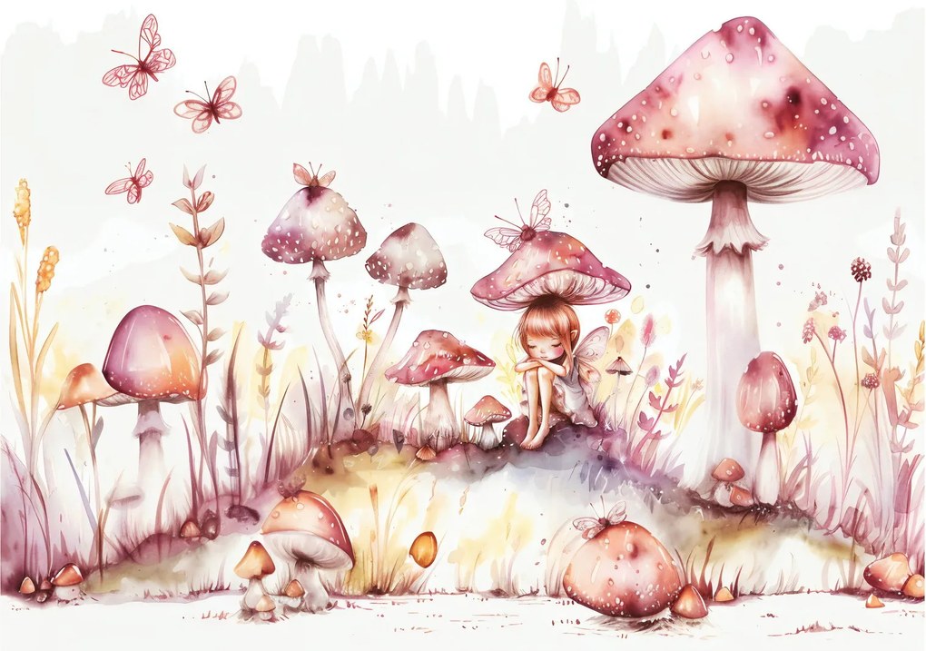 Sklenený obraz - Ružová víla (70x50 cm)