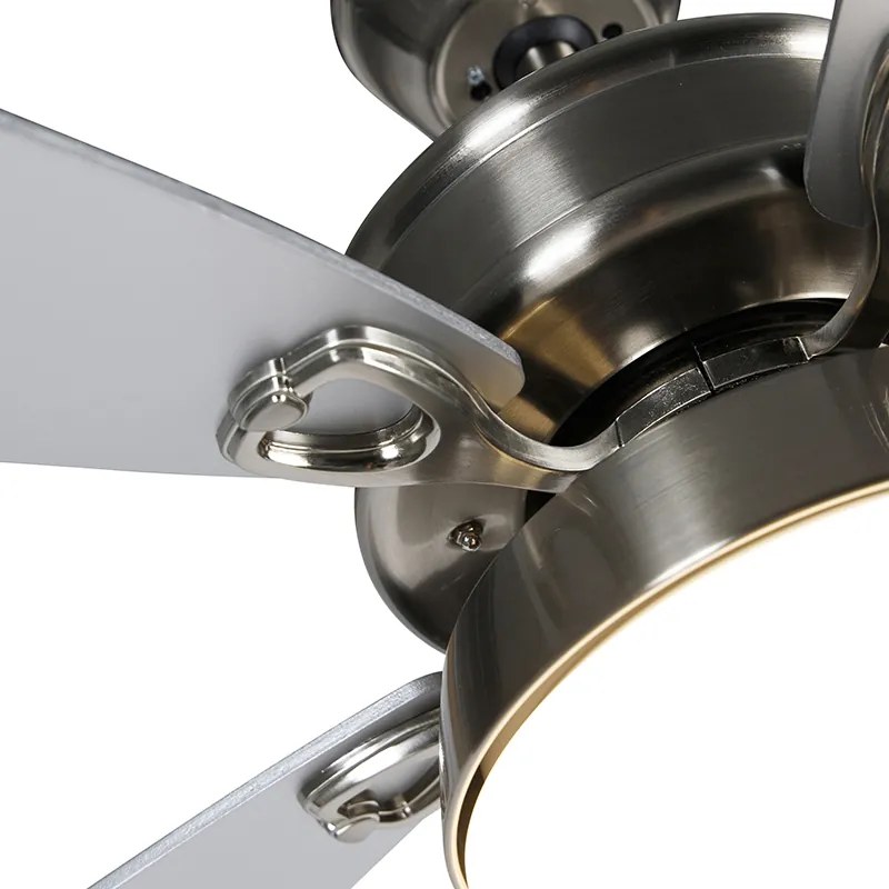 Ocelový stropný ventilátor s diaľkovým ovládaním vrátane LED - Malaki