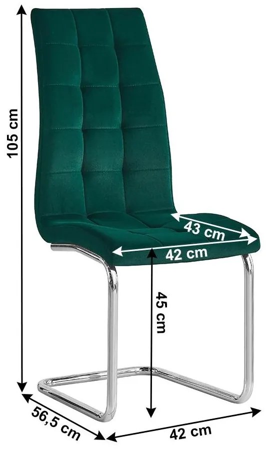 Tempo Kondela Jedálenská stolička, smaragdová Velvet látka/chróm, SALOMA NEW