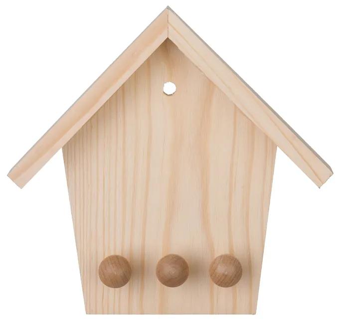 Drevobox Drevený vešiak na kľúče - domček