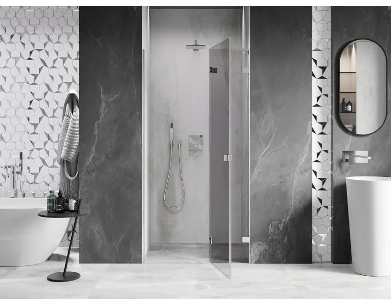 Mexen, Mexen Lunar L Otočné pravé sprchové dvere 100 cm, priehľadné, chróm - 834L-100-000-01-00-P