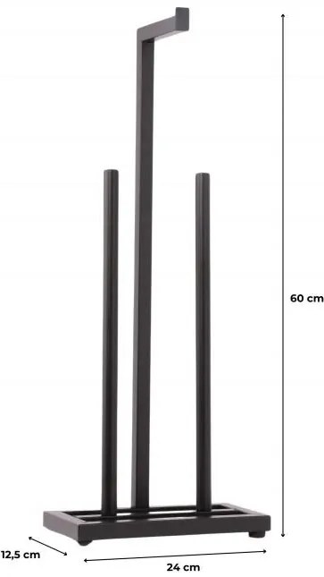 Erga Pap2, zásobník na toaletný papier na postavenie 60cm (8 roliek), čierna matná, ERG-YKA-P.PAP2-BLK