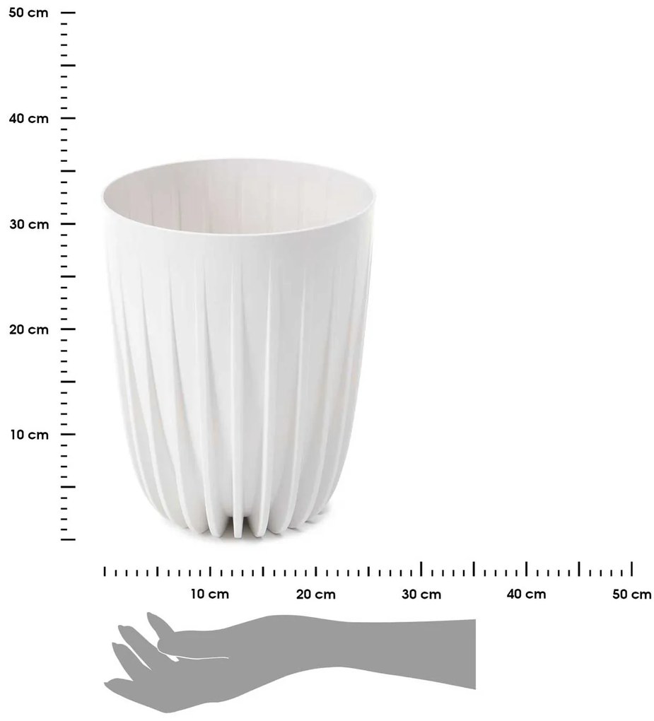 PLASTOVÝ KVETINÁČ STRIPPED ECO 30X25 CM BIELA