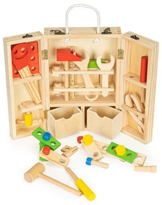 ECOTOYS Detské drevené náradie v skrinke Malý Opravár