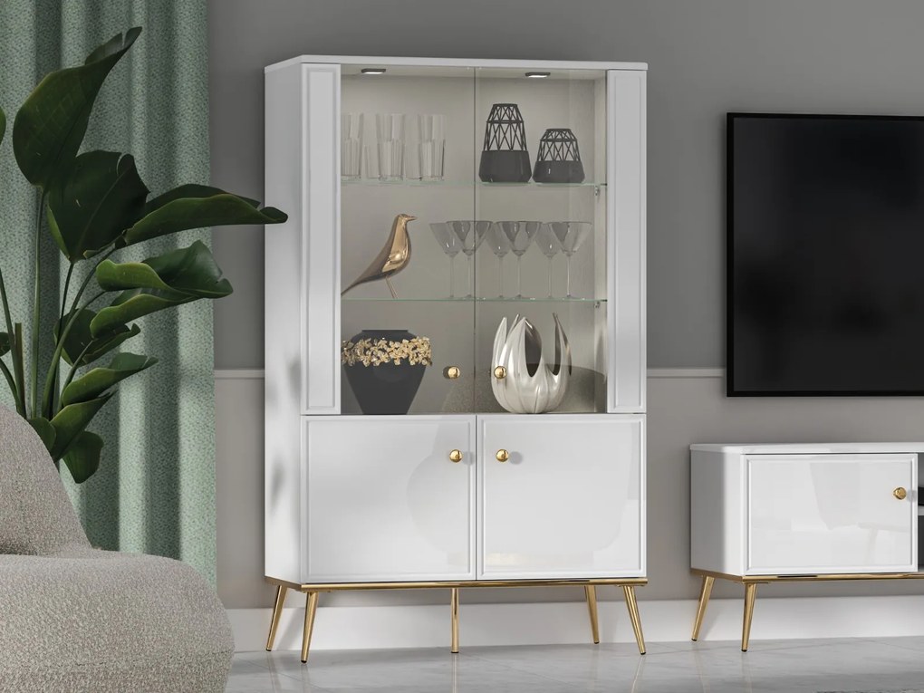 VITRÍNA BELLINI BIELY VYSOKÝ LESK 92 cm LED