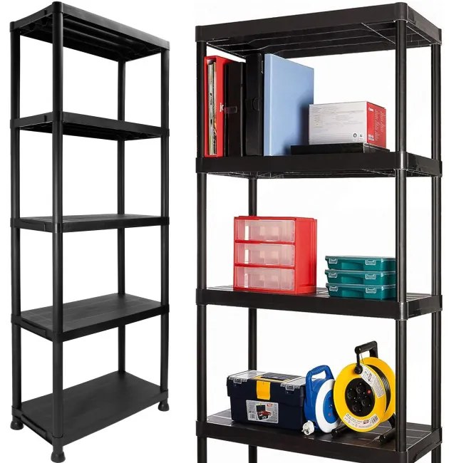 Plastový regál IRVING 171x61x31 cm čierny