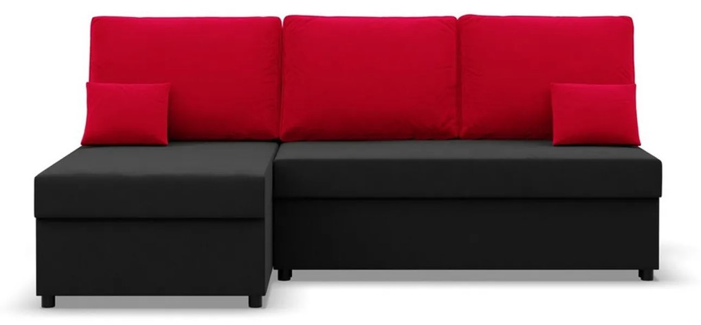 Rohová rozkladacia sedacia súprava DELI Čierna/červená