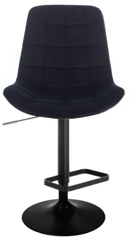 LuxuryForm Barová stolička PARIS VELUR na čiernom tanieri - čierna