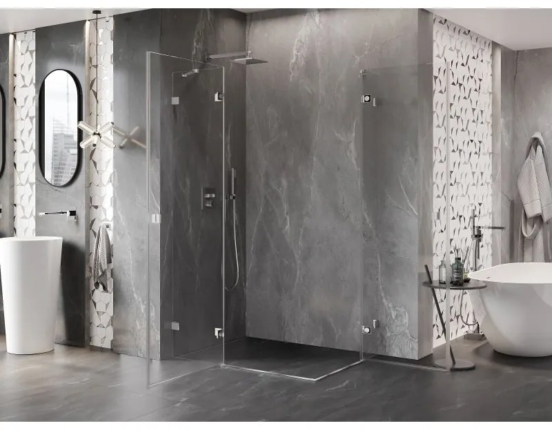 Mexen Lunar Duo, výklopný sprchový kút 110 x 105 cm, 8mm číre sklo, chrómový profil, 834-110L-105P-01-00