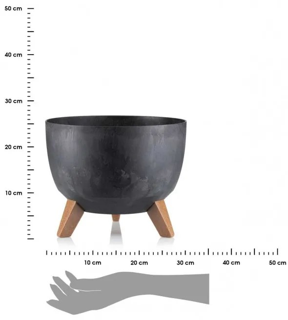 Kvetináč Rosa Linea 29x18 cm čierny betón