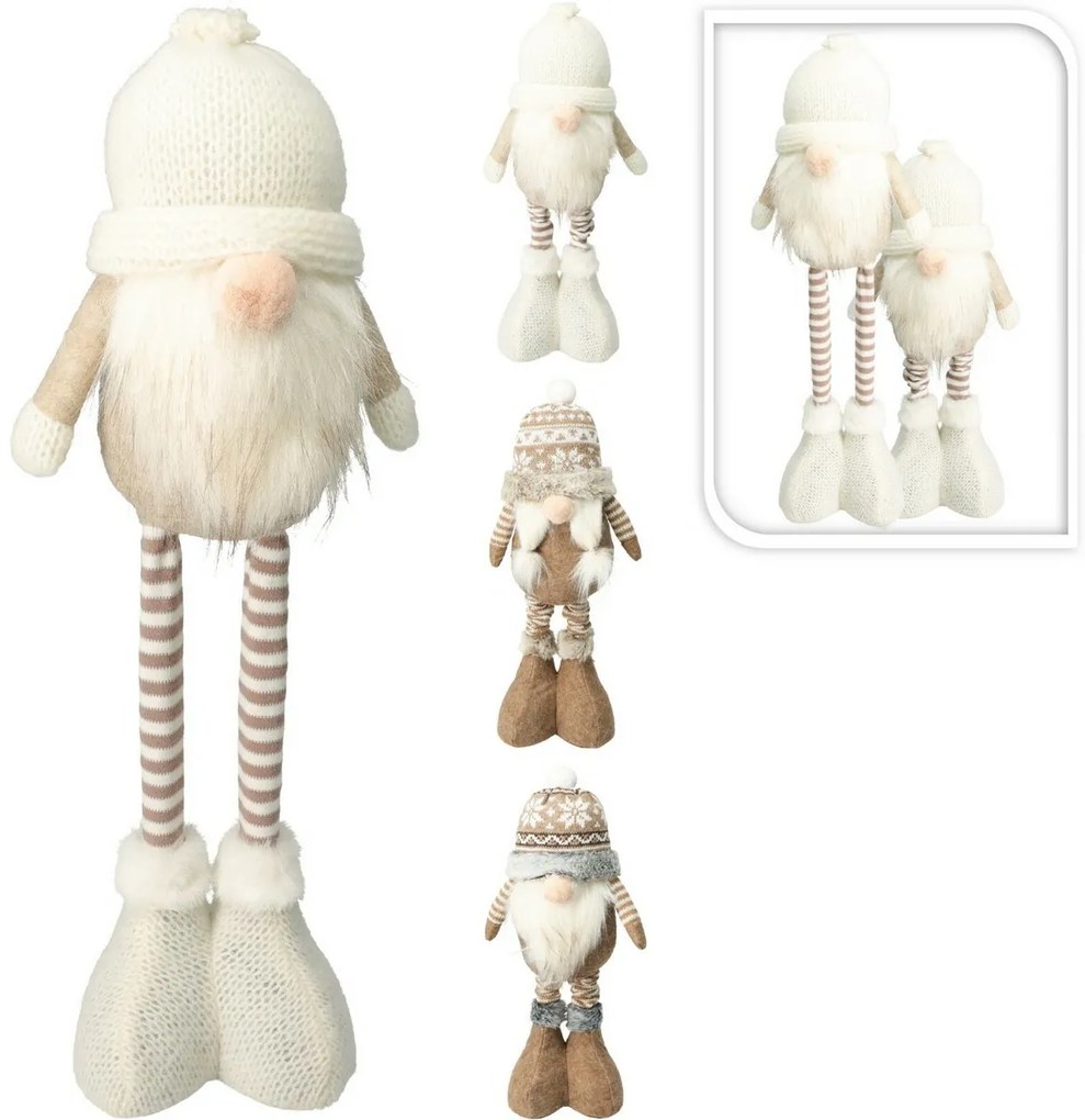 Stojaci vianočný škriatok Damin, teleskopické nohy, 48 cm, sivá