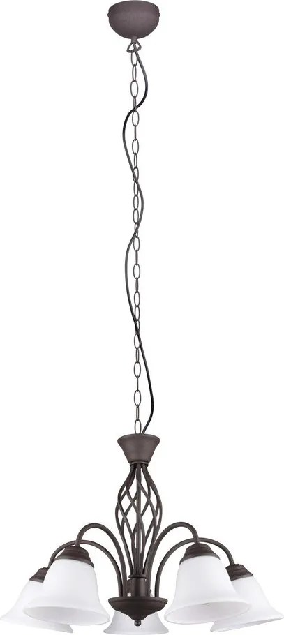 Tmavohnedé závesné svietidlo so skleneným tienidlom ø 60 cm Rustica – Trio