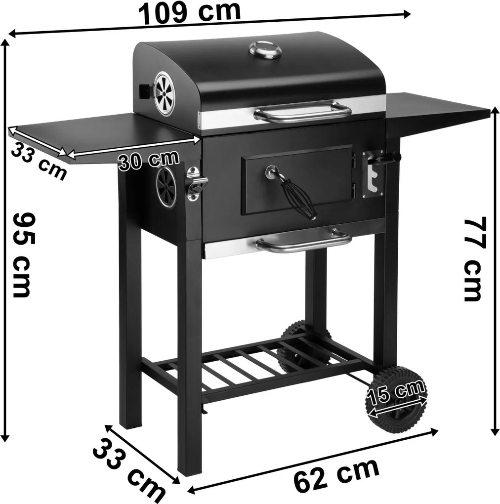 Zahradní gril na dřevěné uhlí CARBON černý