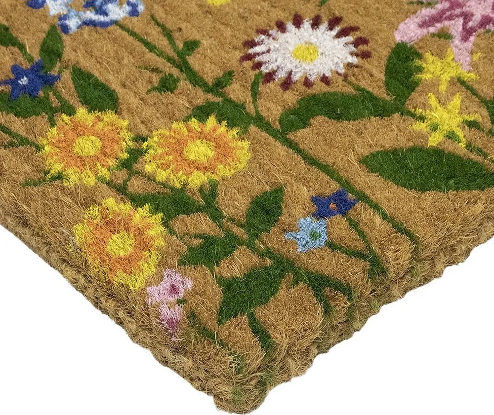 Rohožka z kokosových vlákien s motívom kvetin Coir - 75*45*4cm