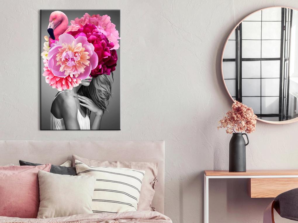 Artgeist Obraz - Flamingo Girl (1 Part) Vertical Veľkosť: 40x60, Verzia: Na talianskom plátne