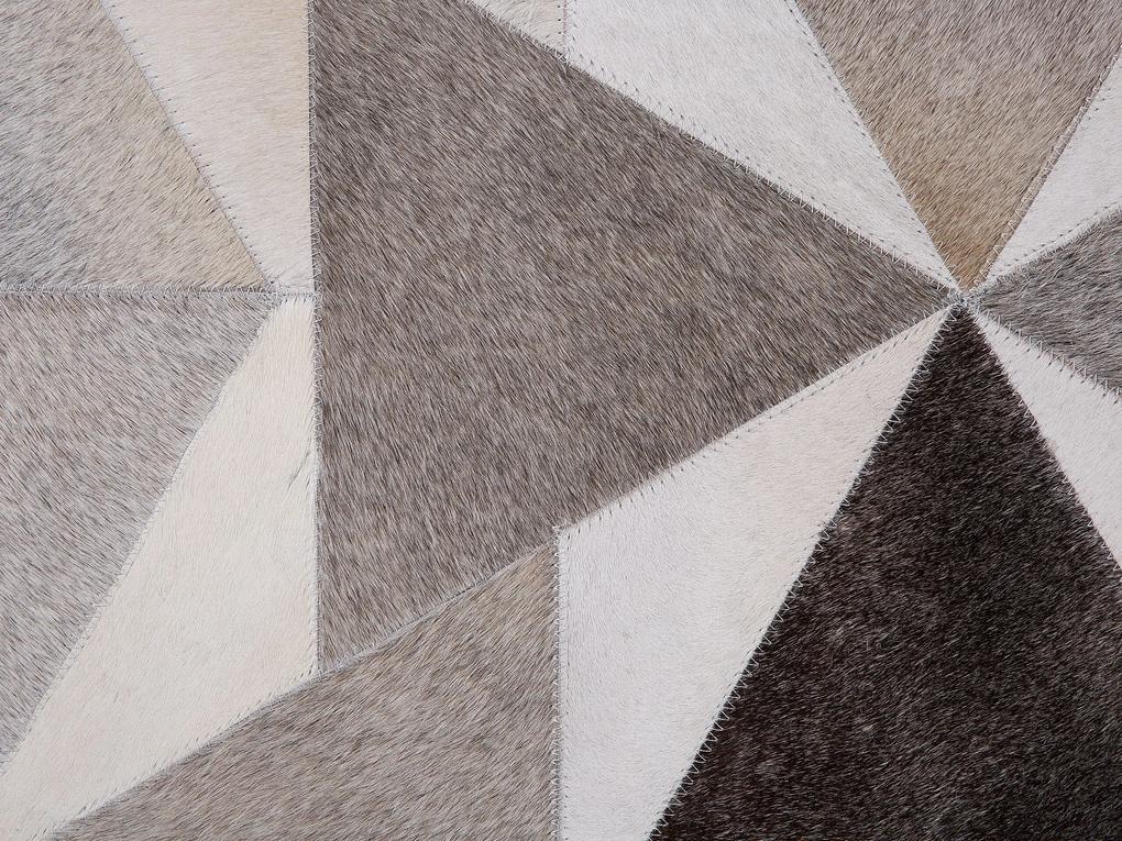 Kožený koberec 160 x 230 cm sivý ALAKA Beliani