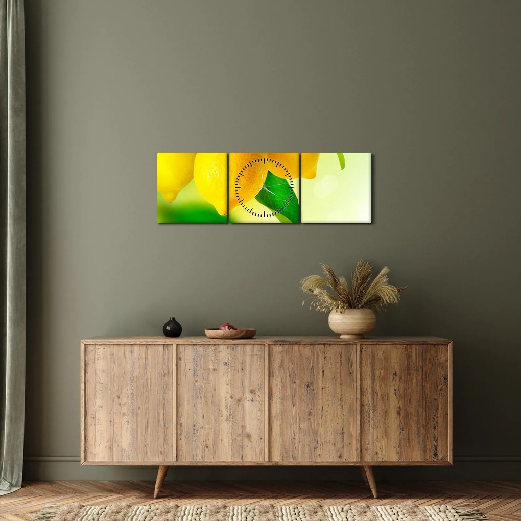 Obraz citrónov (s hodinami) (90x30 cm)
