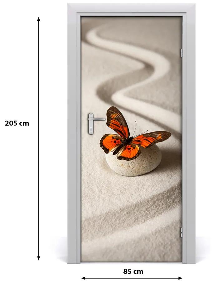 Samolepiace fototapety na dvere Kameň zen a motýľ 85x205 cm