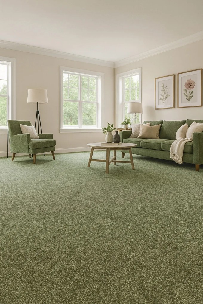 Metrážny koberec Feliz 026, na mieru, šíře 4m, zelená, filc, detská izba, ITC