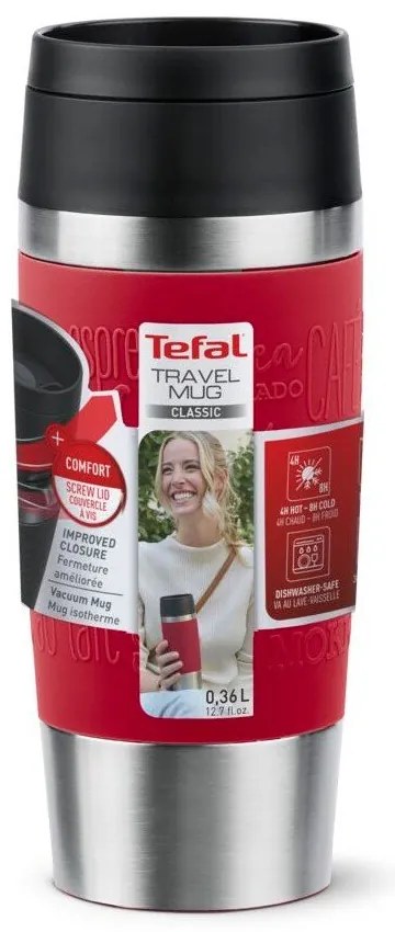 Červený cestovný hrnček 360 ml – Tefal