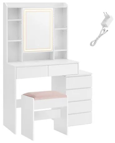 Toaletný stolík s taburetkou a LED osvetlením RDT125W01